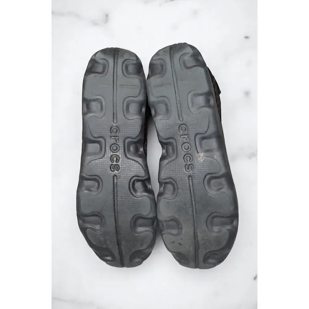 Crocs Water Shoes Women 8 Black Pink Mesh Slip On Beach River Travel Comfort